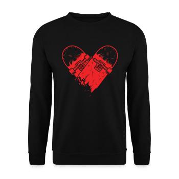 Skateboard Herz Skateboarding Skater Skate Geschenk - Unisex Pullover - Schwarz - Vorne - Alina (178cm) & Michal (187cm)