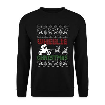 Wheelie Christmas Motocross Ugly Xmas Motorcycle - Unisex Sweatshirt - black - Front - Alina (178cm) & Michal (187cm)