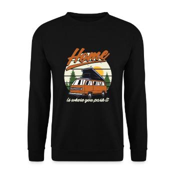 La maison est l'endroit où vous le garez Cadeau de tente de camping-car - Sweat-shirt Unisexe - noir - Devant - Alina (178cm) & Michal (187cm)