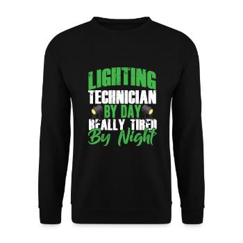 Lighting Technician By Day Light Music Band Gift - Unisex Sweatshirt - black - Front - Alina (178cm) & Michal (187cm)