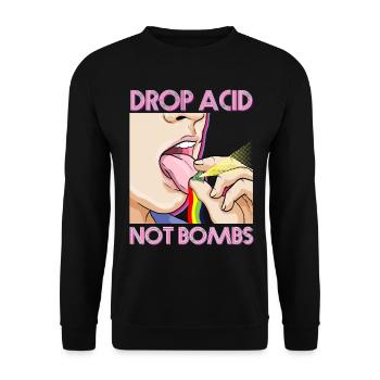 Drop Acid Not Bombs Techno Raver Cybergrind MDMA - Unisex Sweatshirt - black - Front - Alina (178cm) & Michal (187cm)