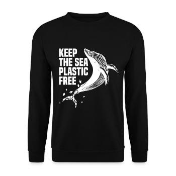 the sea plastic free Protection de l’environnement Durabilité - Sweat-shirt Unisexe - noir - Devant - Alina (178cm) & Michal (187cm)
