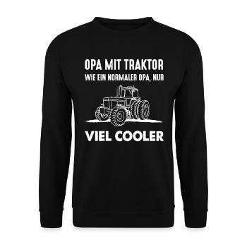 Opa Geburtstag Geschenk Enkel Traktor Vatertag - Unisex Pullover - Schwarz - Vorne - Alina (178cm) & Michal (187cm)