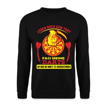 Dart Darts Bullseye Dartspieler Dartboard Geschenk - Unisex Pullover - Schwarz - Vorne - Alina (178cm) & Michal (187cm)