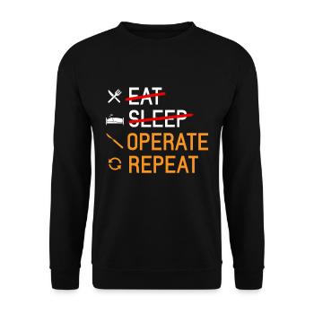 Eat Sleep Operate Repeat Surgeon Medicine Cadeau - Sweat-shirt Unisexe - noir - Devant - Alina (178cm) & Michal (187cm)