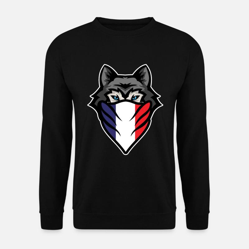 Sibirische Husky Frankreich Flagge Wolf Hund Besitzer Haustier Geschenk - Unisex Pullover - Schwarz