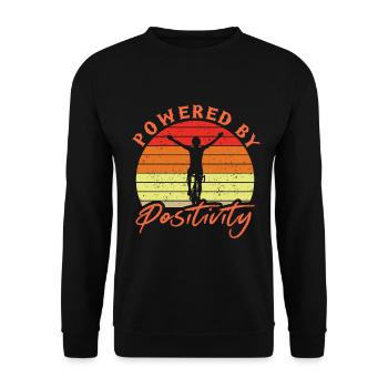 Propulsé par Positivity Bike Retro Cycling Biking - Sweat-shirt Unisexe - noir - Devant - Alina (178cm) & Michal (187cm)