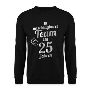 silberne Hochzeit Geschenk - Unisex Pullover - Schwarz - Vorne - Alina (178cm) & Michal (187cm)