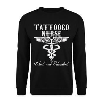 Krankenschwester Krankenhaus Pflegekraft Geschenk - Unisex Pullover - Schwarz - Vorne - Alina (178cm) & Michal (187cm)