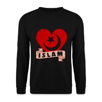 Islam Coeur Musulman Allah Dieu Religion Mosquée Cadeau - Sweat-shirt Unisexe - noir - Devant - Alina (178cm) & Michal (187cm)