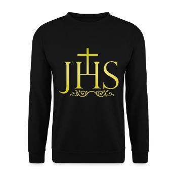 JHS Jesus Christus Christentum Gott Religion Kirche - Unisex Pullover - Schwarz - Vorne - Alina (178cm) & Michal (187cm)