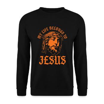 Mein Leben gehört Jesus Christus Religion Gott Geschenk - Unisex Pullover - Schwarz - Vorne - Alina (178cm) & Michal (187cm)