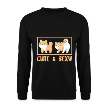 Cadeau mignon d’animal familier de chiot de chien japonais de Shiba Inu - Sweat-shirt Unisexe - noir - Devant - Alina (178cm) & Michal (187cm)