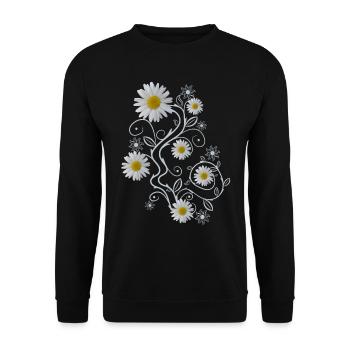 Ornament Marguerites Fleurs Marguerites - Sweat-shirt Unisexe - noir - Devant - Alina (178cm) & Michal (187cm)