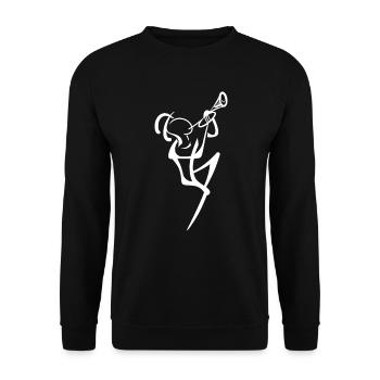 Sax Shirt Männer und Frauen Saxophonist Jazz Day - Unisex Pullover - Schwarz - Vorne - Alina (178cm) & Michal (187cm)