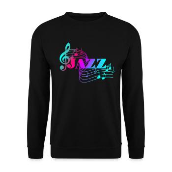 Farbige Noten Jazz Musikliebhaber Jazz Noten - Unisex Pullover - Schwarz - Vorne - Alina (178cm) & Michal (187cm)