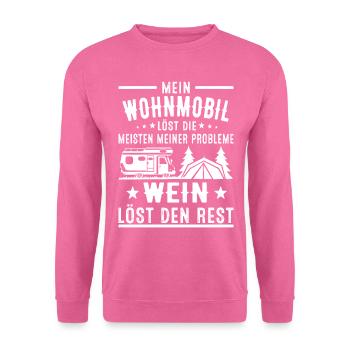 Wohnmobil Camper Camping Campen Wohnwagen Wein - Unisex Pullover - Pink - Vorne