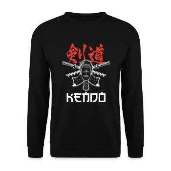 Kendo Bogu Shinai Katana Japan Samurai Ninja Gift - Unisex Sweatshirt - black - Front - Alina (178cm) & Michal (187cm)