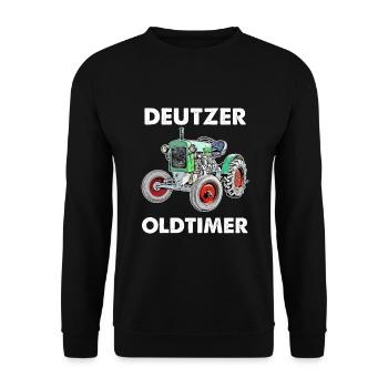 Deutzer Oldtimer - Wortwitz - Blickfang - Unisex Pullover - Schwarz - Vorne - Alina (178cm) & Michal (187cm)