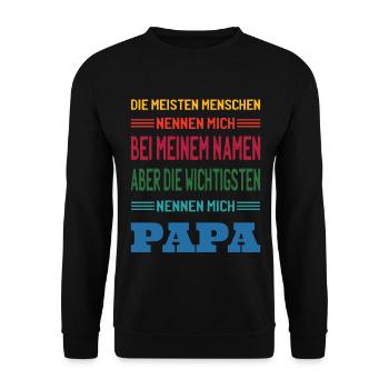 Papa Vatertag Männer Vatertag sprüche - Unisex Pullover - Schwarz - Vorne - Alina (178cm) & Michal (187cm)