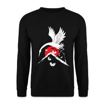 Common Crane Japan Bird Watching Japanese Culture - Unisex Sweatshirt - black - Front - Alina (178cm) & Michal (187cm)