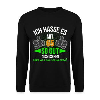 Ich hasse es mit 65 so gut auszusehen Vintage - Unisex Pullover - Schwarz - Vorne - Alina (178cm) & Michal (187cm)