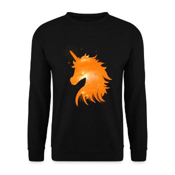 Orange unicorn great motif with magical space - Unisex Sweatshirt - black - Front - Alina (178cm) & Michal (187cm)