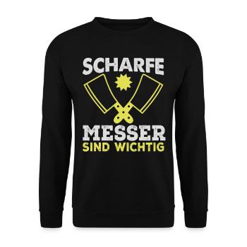 Metzger Fleischer Fleisch Fleischerei Geschenk - Unisex Pullover - Schwarz - Vorne - Alina (178cm) & Michal (187cm)