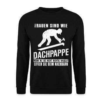 Dachdecker Dachdecken Dachspengler Dach Geschenk - Unisex Pullover - Schwarz - Vorne - Alina (178cm) & Michal (187cm)