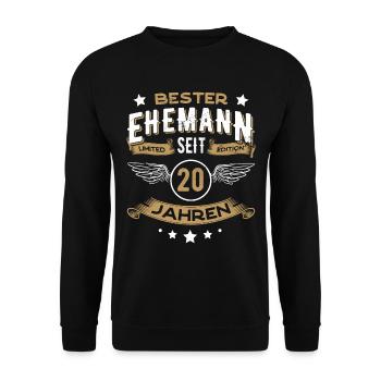 Bester Ehemann seit 20 Jahren Geschenk - Unisex Pullover - Schwarz - Vorne - Alina (178cm) & Michal (187cm)