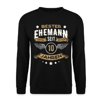 Bester Ehemann seit 10 Jahren Geschenk - Unisex Pullover - Schwarz - Vorne - Alina (178cm) & Michal (187cm)