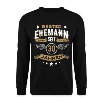 Bester Ehemann seit 30 Jahren Geschenk - Unisex Pullover - Schwarz - Vorne - Alina (178cm) & Michal (187cm)