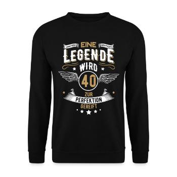 Eine Legende wird 40 Jahre alt - Unisex Pullover - Schwarz - Vorne - Alina (178cm) & Michal (187cm)