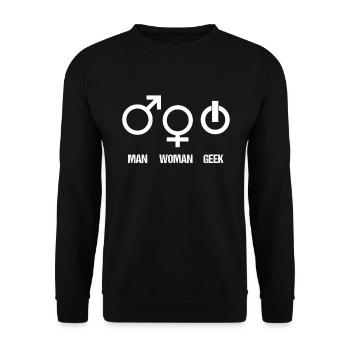 Geek Man Woman Nerd Computer Video Player Gift - Unisex Sweatshirt - black - Front - Alina (178cm) & Michal (187cm)