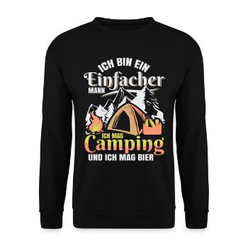 Camping Bier Camper Herren Wohnwagen - Unisex Pullover - Schwarz - Vorne - Alina (178cm) & Michal (187cm)