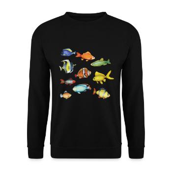 Fish Colorful Animal Lover Fishing Fish Gift - Unisex Sweatshirt - black - Front - Alina (178cm) & Michal (187cm)