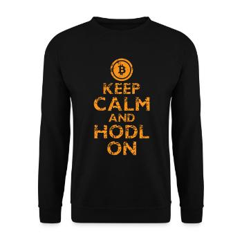 Keep Calm Hodl On Cryptocurrency Bitcoin Crypto - Unisex Sweatshirt - black - Front - Alina (178cm) & Michal (187cm)