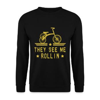 Tricycle They See Me Rollin Triker 3 Wheels Gift - Unisex Sweatshirt - black - Front - Alina (178cm) & Michal (187cm)