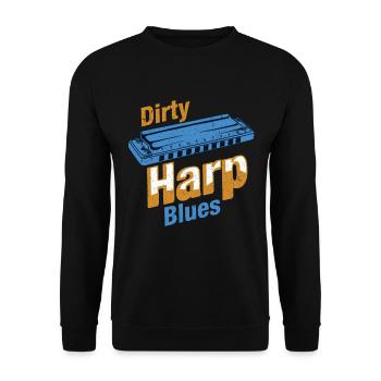Dirty Harp Blues Harmonica Instrument Music Gift - Unisex Sweatshirt - black - Front - Alina (178cm) & Michal (187cm)