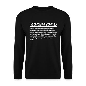 Diabadass Diabetes Awareness Diabetic Gift - Unisex Sweatshirt - black - Front - Alina (178cm) & Michal (187cm)