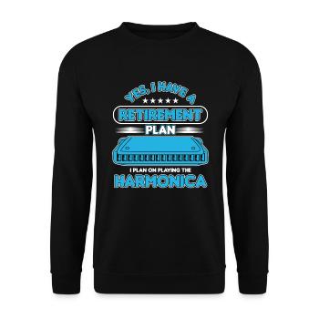 Retirement Plan Harmonica Instrument Blues Gift - Unisex Sweatshirt - black - Front - Alina (178cm) & Michal (187cm)