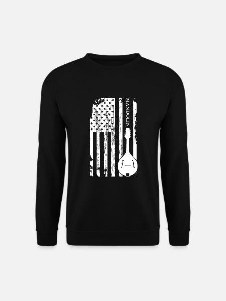 Mandoline amerikanische Flagge akustische Musik Band Geschenk - Unisex Pullover - Schwarz