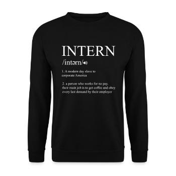 Intern Definition Praktikum Job Assistant Geschenk - Unisex Pullover - Schwarz - Vorne - Alina (178cm) & Michal (187cm)