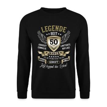 Club der alten Säcke 50 - 50. Geburtstagsgeschenk - Unisex Pullover - Schwarz - Vorne - Alina (178cm) & Michal (187cm)