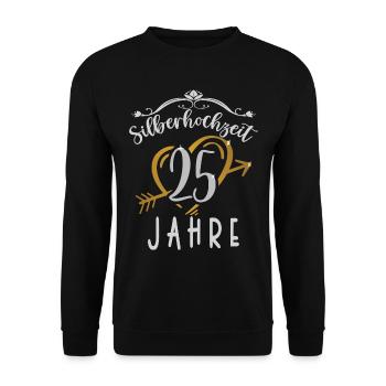 Traumpaar seit 25 Jahren Silberhochzeit Geschenk - Unisex Pullover - Schwarz - Vorne - Alina (178cm) & Michal (187cm)