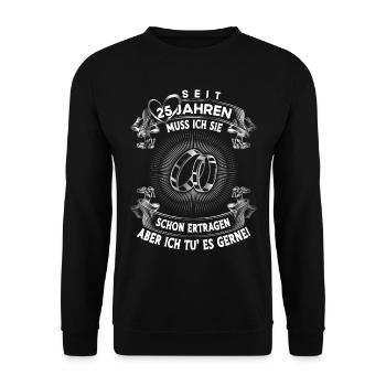 Traumpaar seit 25 Jahren Silberhochzeit Geschenk - Unisex Pullover - Schwarz - Vorne - Alina (178cm) & Michal (187cm)