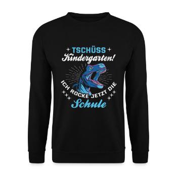 Kindergarten ist vorbei, Tschüss! - Unisex Pullover - Schwarz - Vorne - Alina (178cm) & Michal (187cm)