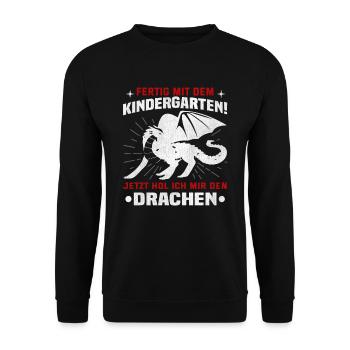 Kindergarten ist vorbei, Tschüss! - Unisex Pullover - Schwarz - Vorne - Alina (178cm) & Michal (187cm)