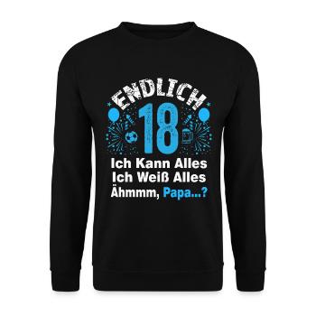 18 Geburtstag Junge Geschenk lustig 18. Ehrentag - Unisex Pullover - Schwarz - Vorne - Alina (178cm) & Michal (187cm)