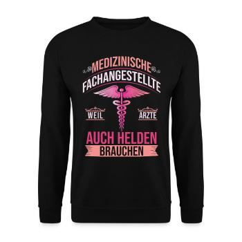 Ausbildung Medizinische Fachangestellte MFA - Unisex Pullover - Schwarz - Vorne - Alina (178cm) & Michal (187cm)